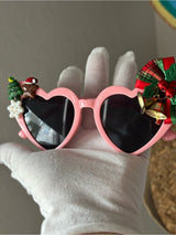 💗 Christmas Heart Sunglasses Pink Holiday Party Glasses 🎄