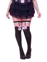🎀 Black Pink Bow Over-The-Knee Stockings One Size