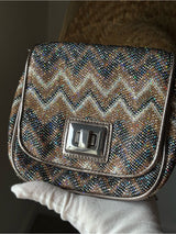 Sparkly Chevron Mini Crossbody Bag Chain Strap