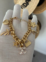 ✨ Glam Gold-Tone Charm Bracelet with Crystal Accents ✨
