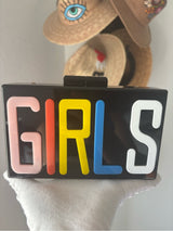 ✨ GIRLS Letter Acrylic Box Clutch Multicolor Chain Strap Purse