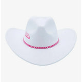 Barbie White Cowboy Hat 🤠✨ Pink Logo & Studded Band Fashion Accessory 💖