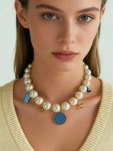 🤍⭐ Elegant Faux Pearl Beaded Necklace with Starfish Charm ⭐🤍