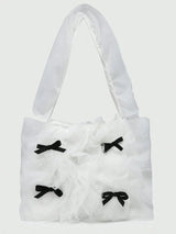 Cute Bow Mesh Shoulder Bag Ballet Style Square Mini Valentine Bag