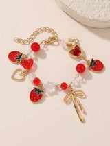 Cute Cherry Strawberry Bow Heart Flower Bracelet Women Jewelry