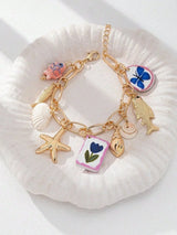 🐚⭐ Handmade Summer Beach Starfish & Shell Charm Bracelet