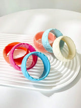 💖🧡💙 3-Piece Candy Color Floral Resin Bangle Bracelet Set