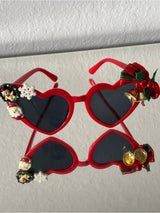 ❤️ Christmas Heart Sunglasses Red Holiday Party Glasses 🎄