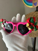 💖 Christmas Heart Sunglasses Hot Pink Holiday Glasses 🎄
