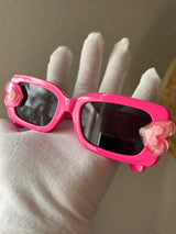 💖 Hot Pink Glitter Heart Sunglasses Rectangle Shades 🕶️