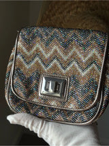 Sparkly Chevron Mini Crossbody Bag Chain Strap