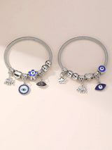 🧿 2-Piece Silver Evil Eye Elephant Charm Bracelet Set