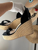 NWT Black Suede Espadrille Wedge Sandals - Size 7.5 🖤👡