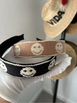 😊✨ 2 Smiley Face Knit Headbands Set Black Pink Cute Y2K Preppy NWT