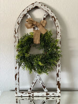 🏡 Rustic Farmhouse Arched Window Frame Wall Decor w/ Greenery Wreath Large