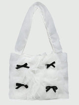 Cute Bow Mesh Shoulder Bag Ballet Style Square Mini Valentine Bag