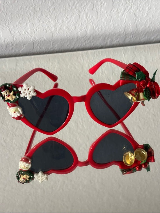 ❤️ Christmas Heart Sunglasses Red Holiday Party Glasses 🎄