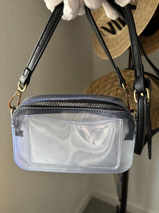 🖤 Clear Smoke PVC Double Zip Crossbody Stadium Concert Bag
