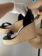 NWT Black Suede Espadrille Wedge Sandals - Size 7.5 🖤👡