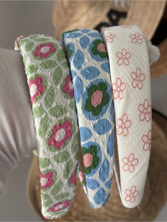 🌸💕 3 Floral Padded Headband Set Cottagecore Boho Hair Accessories NWT