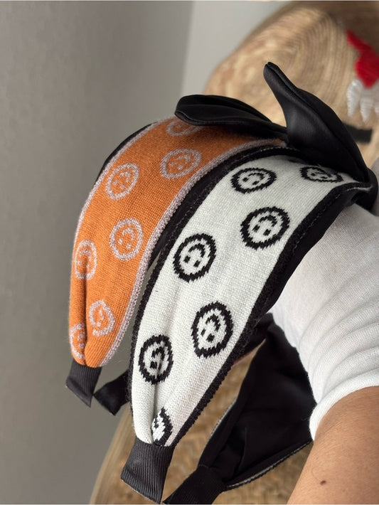🖤😊 2 Smiley Face Bow Knot Headbands Set Trendy Cute Coquette NWT ✨