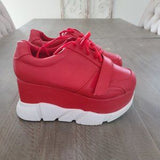 ❤️👟 Liliana SEYO-12 Chunky Platform Sneakers – Red & White | Women’s Size 8 👟❤