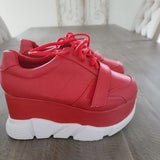 ❤️👟 Liliana SEYO-12 Chunky Platform Sneakers – Red & White | Women’s Size 8 👟❤
