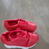 ❤️👟 Liliana SEYO-12 Chunky Platform Sneakers – Red & White | Women’s Size 8 👟❤