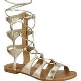 ✨🥂 Breckelles Champagne Gladiator Sandals Gilly Tie Wrap Open Toe US 8.5