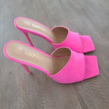 💖👠 Extreme Square Toe Mule Heels Pink US 8 EU 39 UK 6