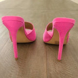 💖👠 Extreme Square Toe Mule Heels Pink US 8 EU 39 UK 6