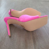 💖👠 Extreme Square Toe Mule Heels Pink US 8 EU 39 UK 6