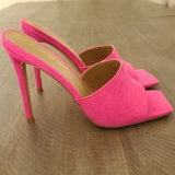 💖👠 Extreme Square Toe Mule Heels Pink US 8 EU 39 UK 6