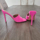 💖👠 Extreme Square Toe Mule Heels Pink US 8 EU 39 UK 6