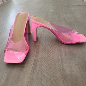 💖👠 ASOS DESIGN Heaven Pink Square Toe Mules US 8 EU 39