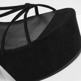🖤👠 Y2K Black Strappy Platform Heels Lace Up Sandals US 8 EU39
