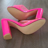 👠💖 Womens Clear Chunky Heeled Mules – Pink EU 39 💖👠