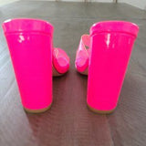 👠💖 Womens Clear Chunky Heeled Mules – Pink EU 39 💖👠