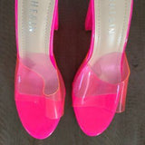 👠💖 Womens Clear Chunky Heeled Mules – Pink EU 39 💖👠