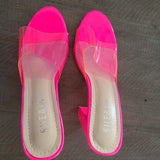 👠💖 Womens Clear Chunky Heeled Mules – Pink EU 39 💖👠
