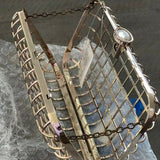 ✨💛 Gold Metal Cage Clutch Purse | Rhinestone Clasp | Statement Evening Bag 💛✨