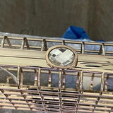 ✨💛 Gold Metal Cage Clutch Purse | Rhinestone Clasp | Statement Evening Bag 💛✨