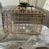 ✨💛 Gold Metal Cage Clutch Purse | Rhinestone Clasp | Statement Evening Bag 💛✨