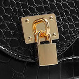Black Croc Mini Satchel 🖤 Chain & Top Handle Bag ✨ Metal Lock Chic
