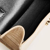 Beige Croc Mini Satchel 👜 Chain & Top Handle Bag ✨ Metal Lock Chic