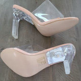 ✨ Clear PVC Block Heel Open Toe Mule Pumps Size 8