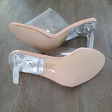 ✨ Clear PVC Block Heel Open Toe Mule Pumps Size 8
