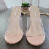 ✨ Clear PVC Block Heel Open Toe Mule Pumps Size 8