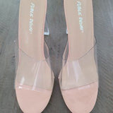 ✨ Clear PVC Block Heel Open Toe Mule Pumps Size 8