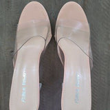 ✨ Clear PVC Block Heel Open Toe Mule Pumps Size 8
